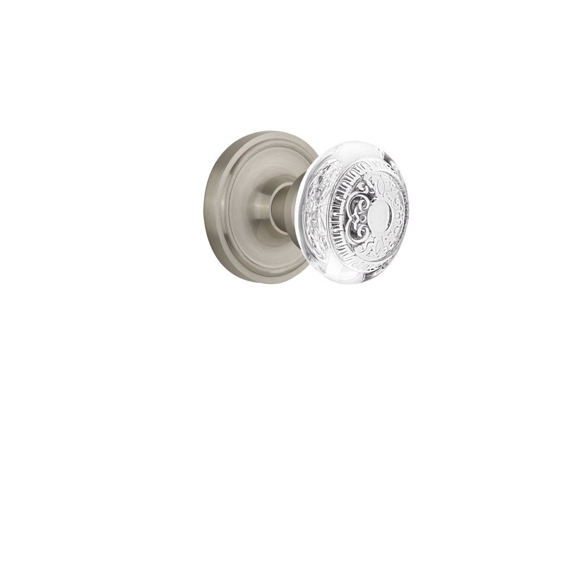 Rosette classique avec œuf en cristal et poignée de fléchettes, Nickel satiné