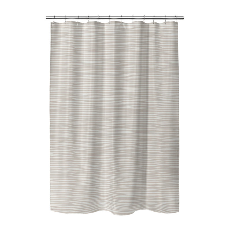 Rideau de douche ultra-mince Thick N Thin, H 70 po x l 90 po, Taupe rayé 6
