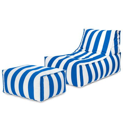 Santorin 2-Piece Outdoor Bean Bag Lounge Chair & Ottoman