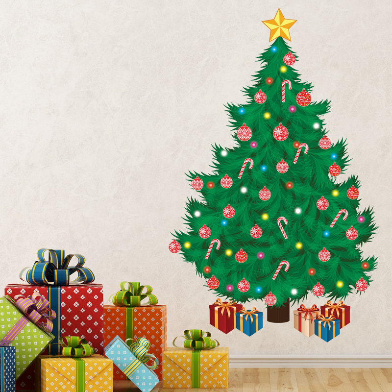 Décalcomanie murale arbre de noël traditionnel