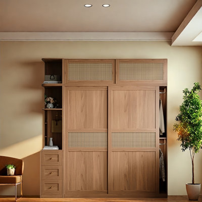 Armoire rétro en rotin tissé classique