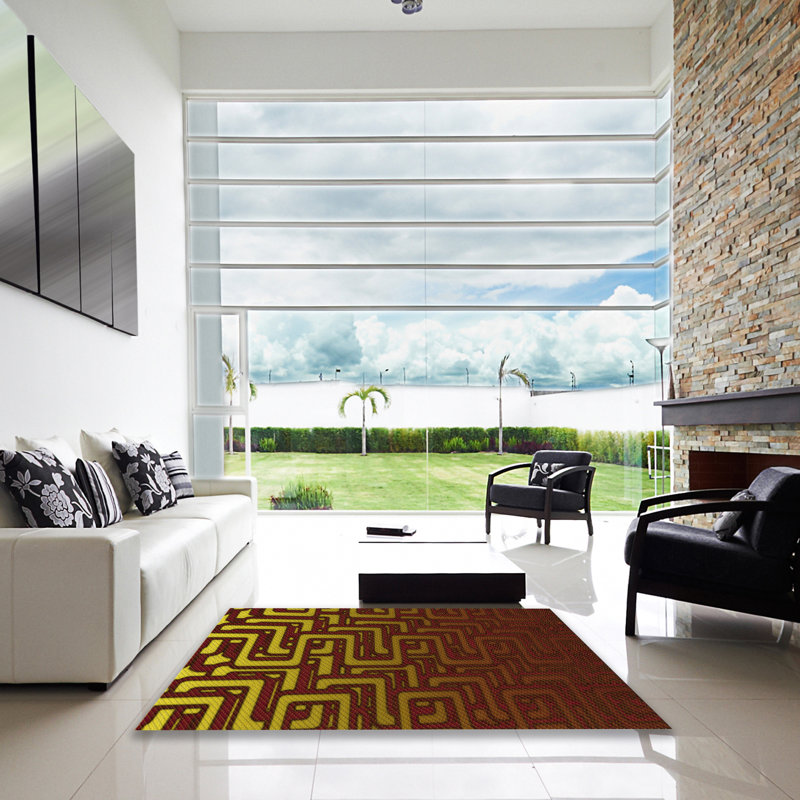 Washable Geometric Indoor Rug, Square 3'
