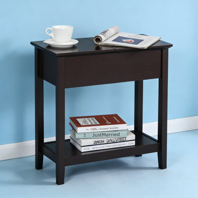 Table de bout, table d'appoint étroite avec plateau rabattable, armoire de rangement, tablette inférieure pour le salon