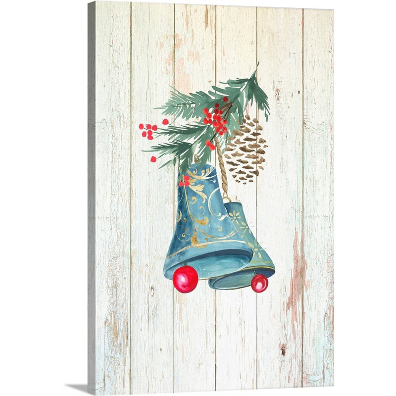 Cloches de Noël - reproduction d'art sur toile, H 24 po x l 16 po x P 1,25 po, Toile tendue