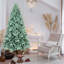 Arbre de Noël 6 pi PE / PVC bleu teinté avec 1390 pointes, branches articulées et support en métal stable pour un assemblage facile-118094891