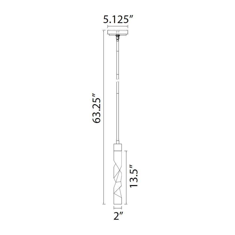Luminaire suspendu simple à 1 lumière Mamadim, H 63,25 po x l 2 po x P 2 po, Blanc mat