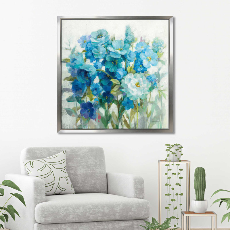 " Summer Blues ", Silver Floater Frame, 27.5" H x 27.5" W x 2" D