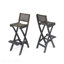 Tabourets de bar pliants d'extérieur 41,75 po en bois d'acacia avec dossier et siège en rotin pe, finition gris foncé (ensemble de 2)