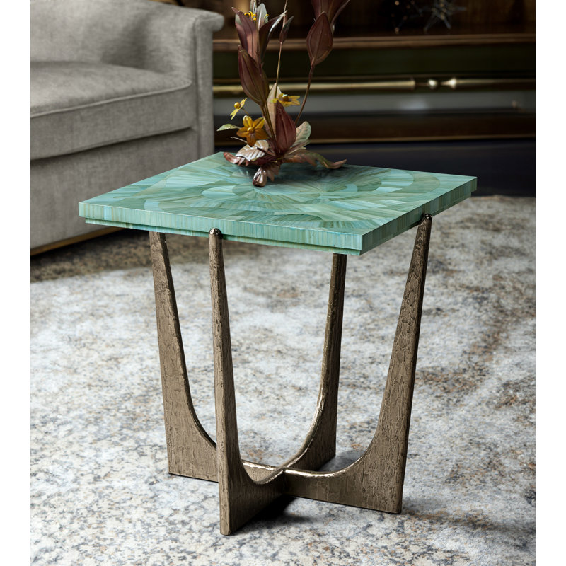 Water Seaglass Martini Table, 23" H x 21.5" W x 21.5" D