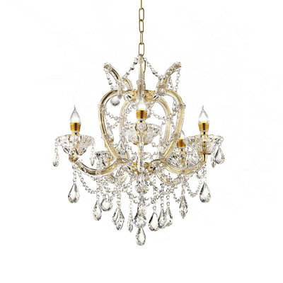 Lustre en cristal doré à DEL 22 po à 5 lumières Bella