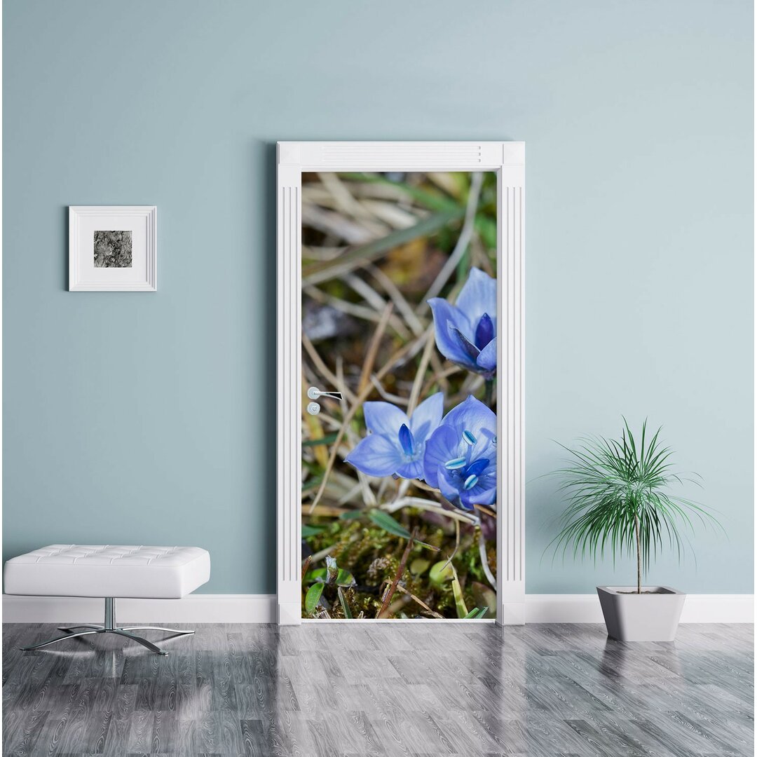 Türaufkleber Kleine süße Blaue Blume