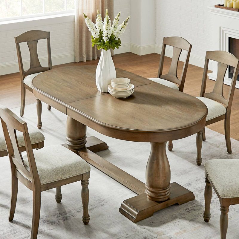 Table de salle à manger extensible ovale en bois, Chêne