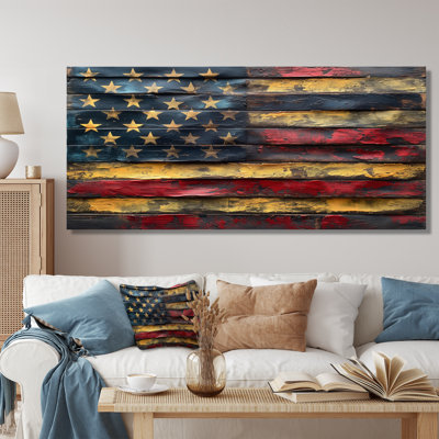 «Blue Red American Flag I», impression d'art mural