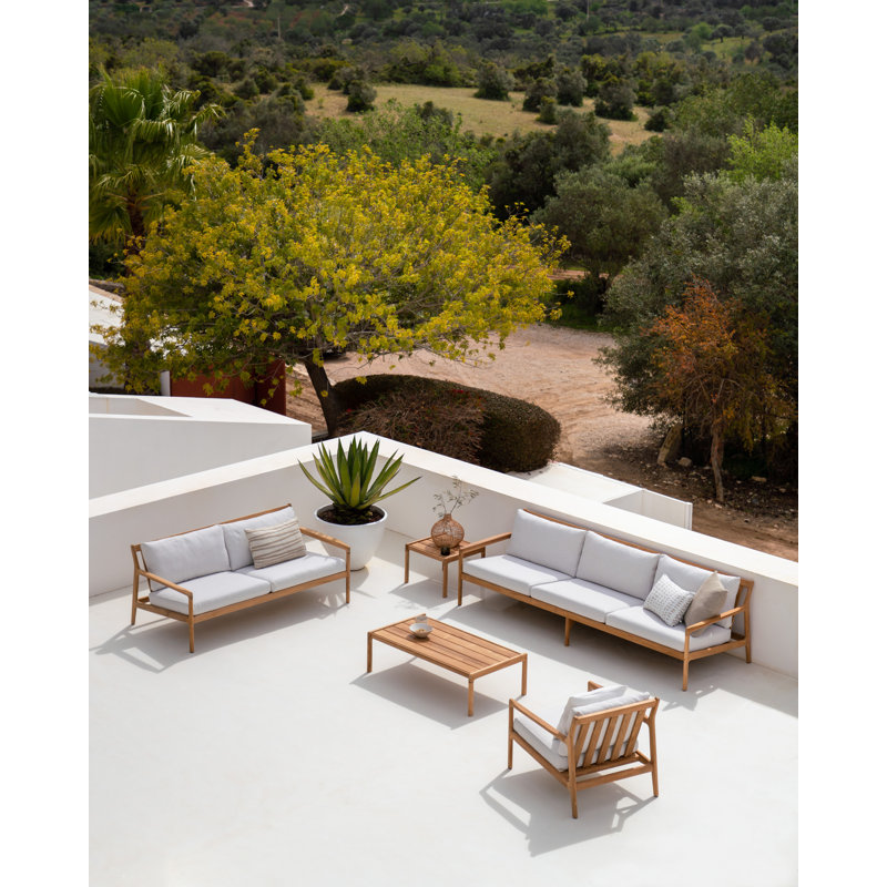 Jack Outdoor Teak Coffee Table, 25.6" x 59.1" x 13.8"