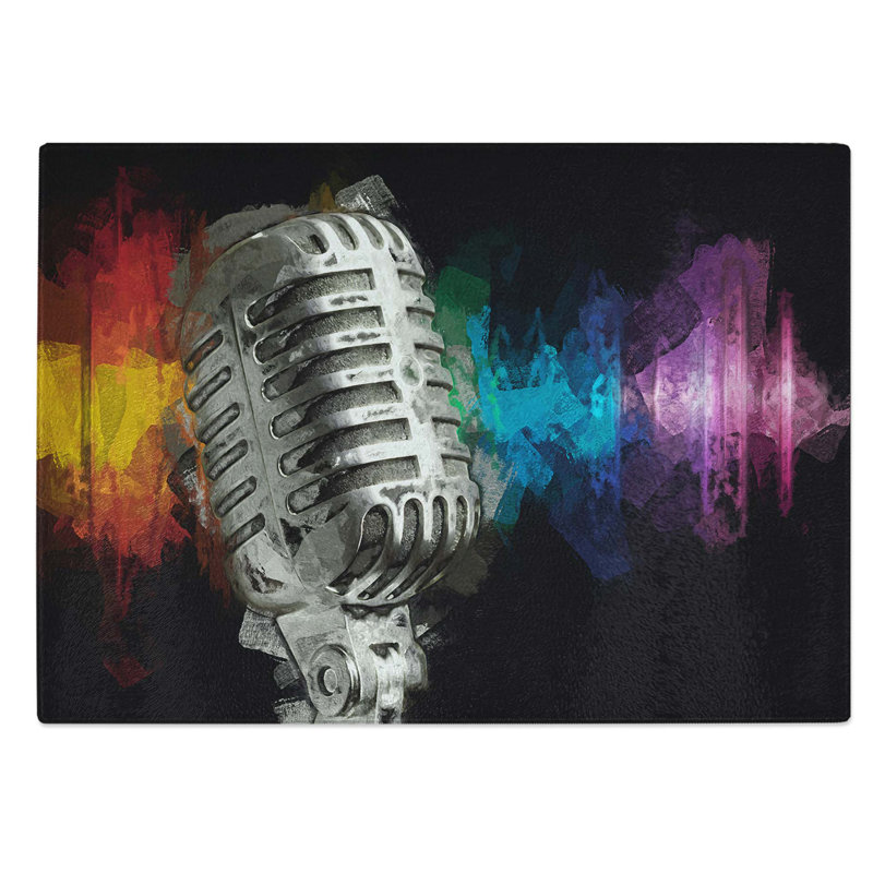 Tempered Glass Vocal Microphone Chopping Board, 39 cm W x 28.5 cm L
