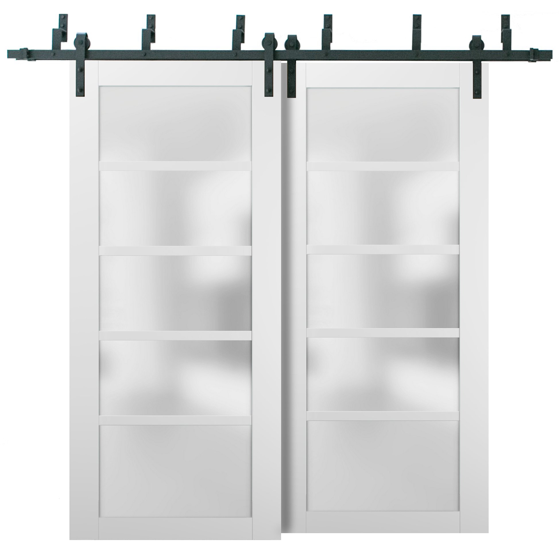SARTODOORS Quadro Frosted Glass Sliding Closet White Doors with