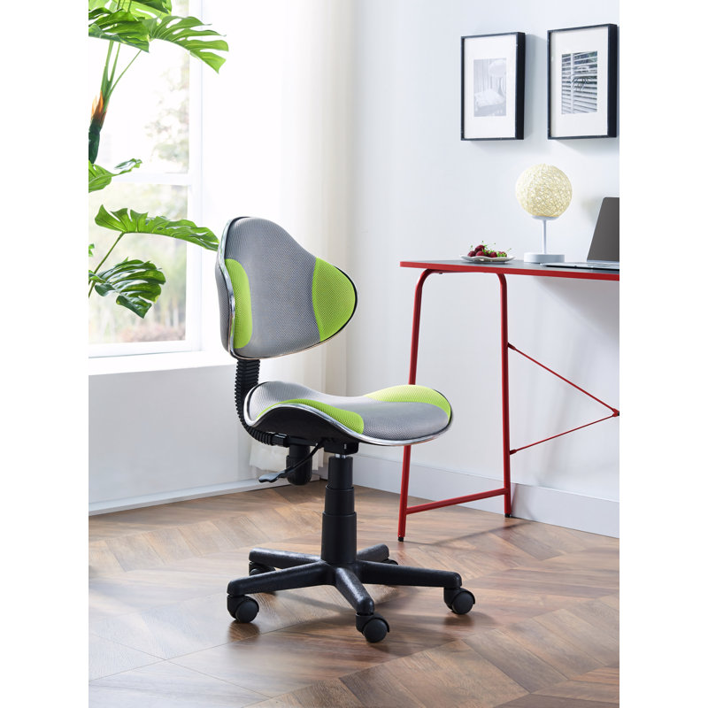 Aldous 360° Swivel Writing Office Task Chair with Mesh Back and Adjustable Height, Gray/Green