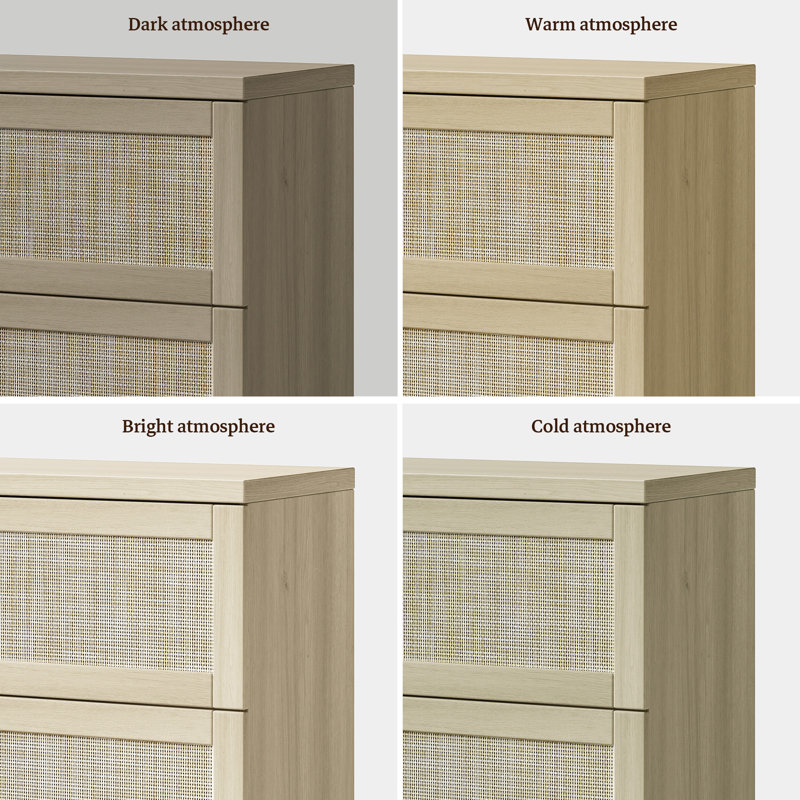 Consiglia Boho Rattan 5-Drawer Dresser, Sand Oak, 3