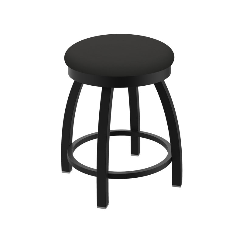 802 Misha Swivel Vanity Stool with Upholstered Seat, Black Wrinkle, Vinyl-Canter Iron