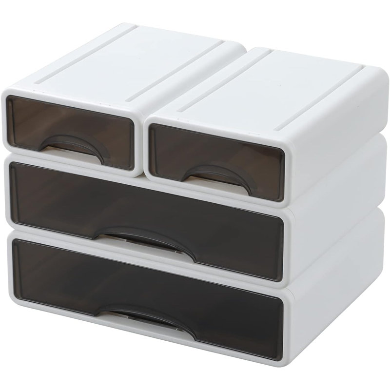 White Stackable Desktop Drawers 4-piece