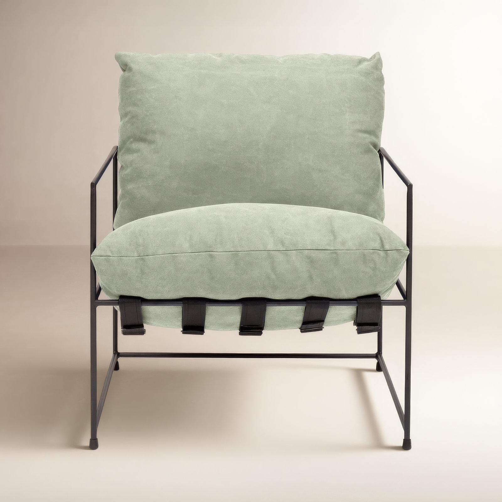 Danita Upholstered Armchair, Washed Green Performance Canvas