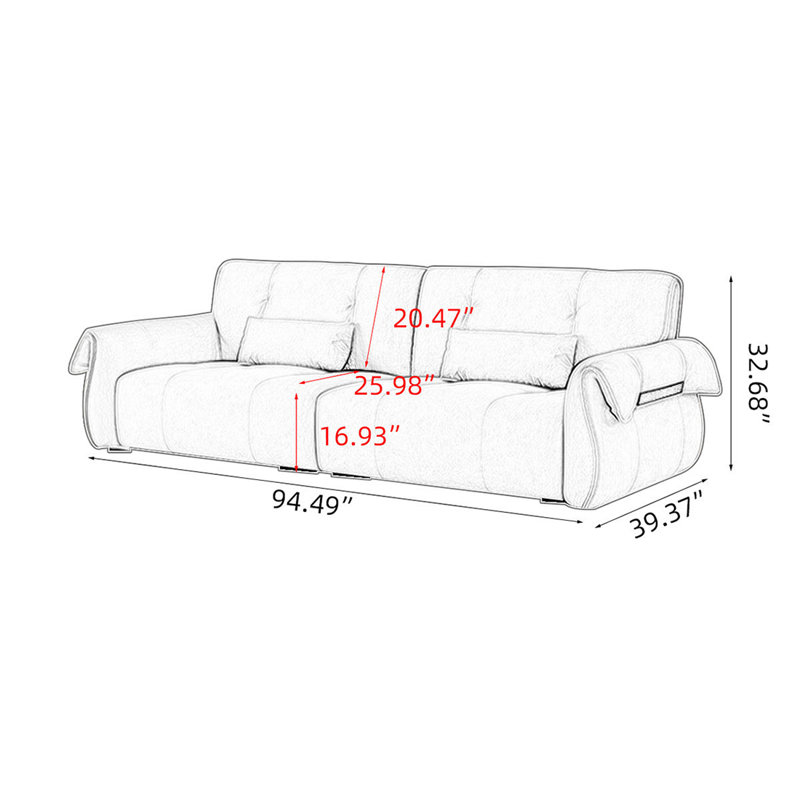 Canapé modulaire gris en polyester, H 32,68 po x l 94,49 po x P 39,37 po, 3, Beige