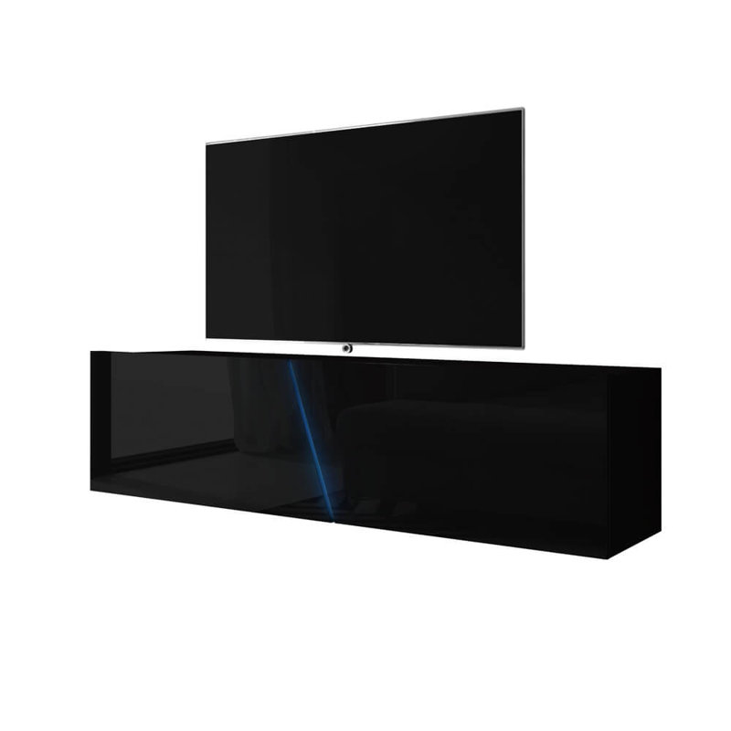 Alveston Unfinished TV Stand for TVs up to 70", Black Matt/Black Gloss