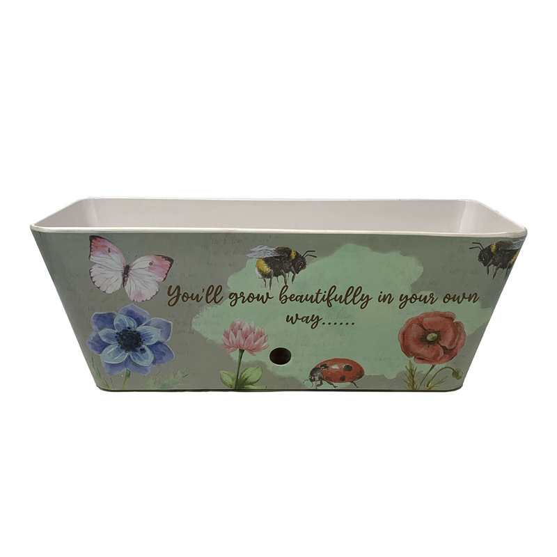 16" Multicolor Bamboo Fiber Rectangular Self-Watering Planter