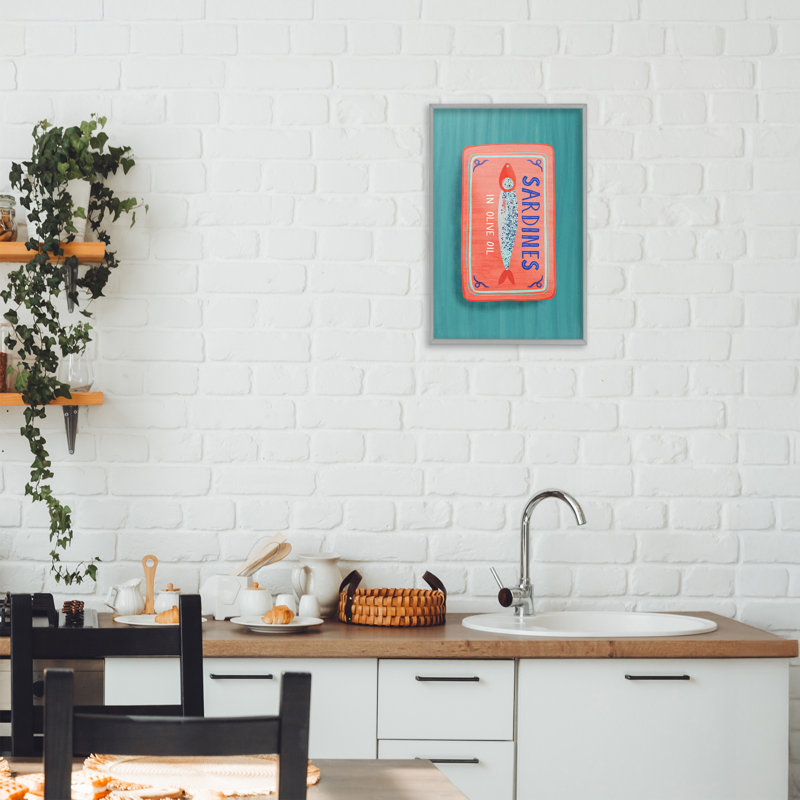 Giclée de fruits de mer à l'huile d'olive et sardines, design par Metka Hiti, H 18 po x l 12 po