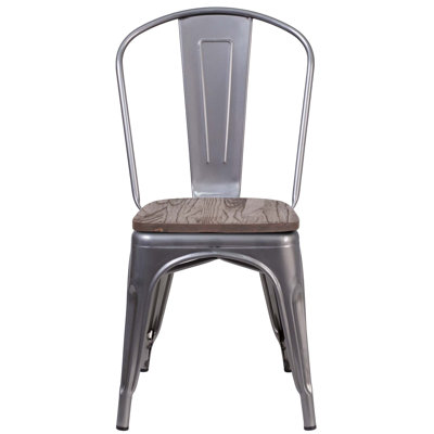 Kewaunee Metal Stackable Chair with Wood Seat