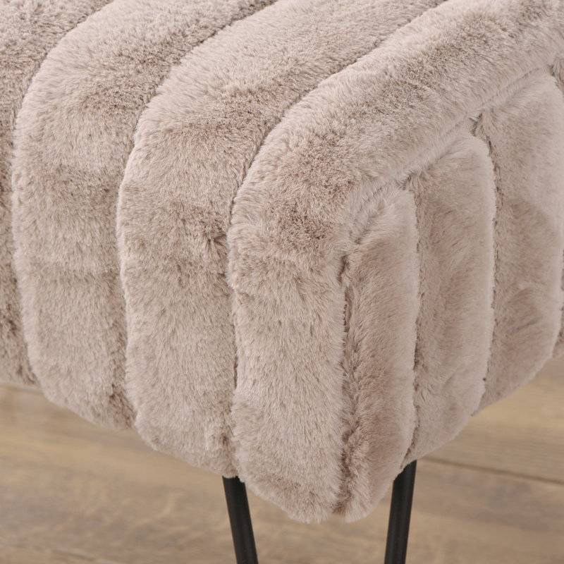 Defranco Upholstered Ottoman, Pure Cashmere Faux Fur