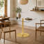 Table de salle à manger moderne carrée en verre avec base à une colonne pour 2 à 4 personnes-1231250903