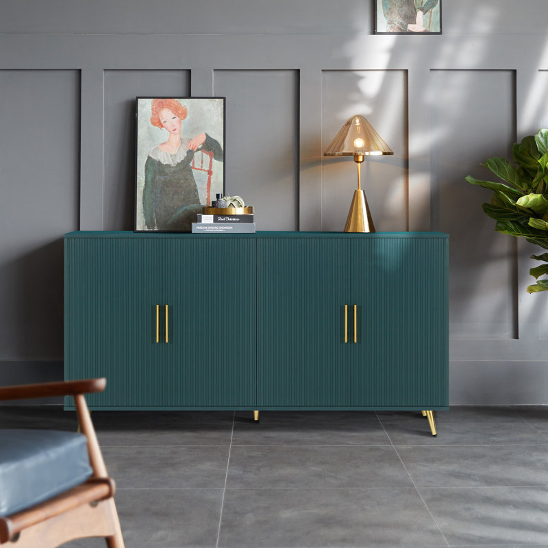 Alexs 60'' Console Table with Storage Cabinet & Adjustable Shelves, Navy Blue