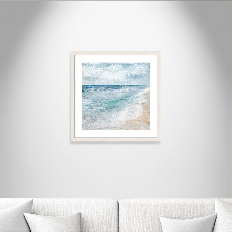 Basel Shore Walk - Picture Frame Painting, White Woodgrain, 24" H x 24" W x 1.13" D