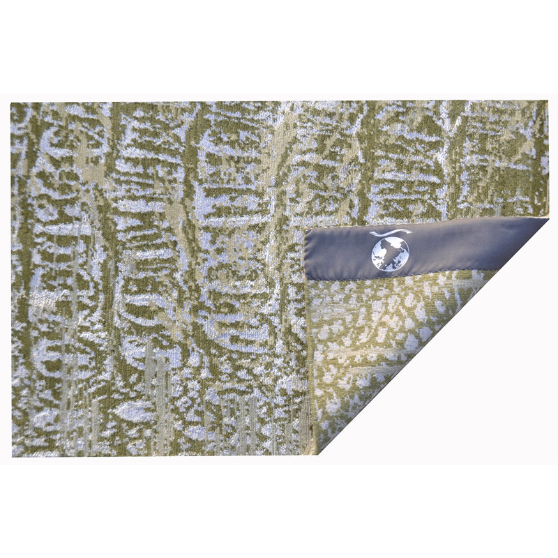 Tapis gris / beige noué à la main, Rectangle 8 pi x 10 pi
