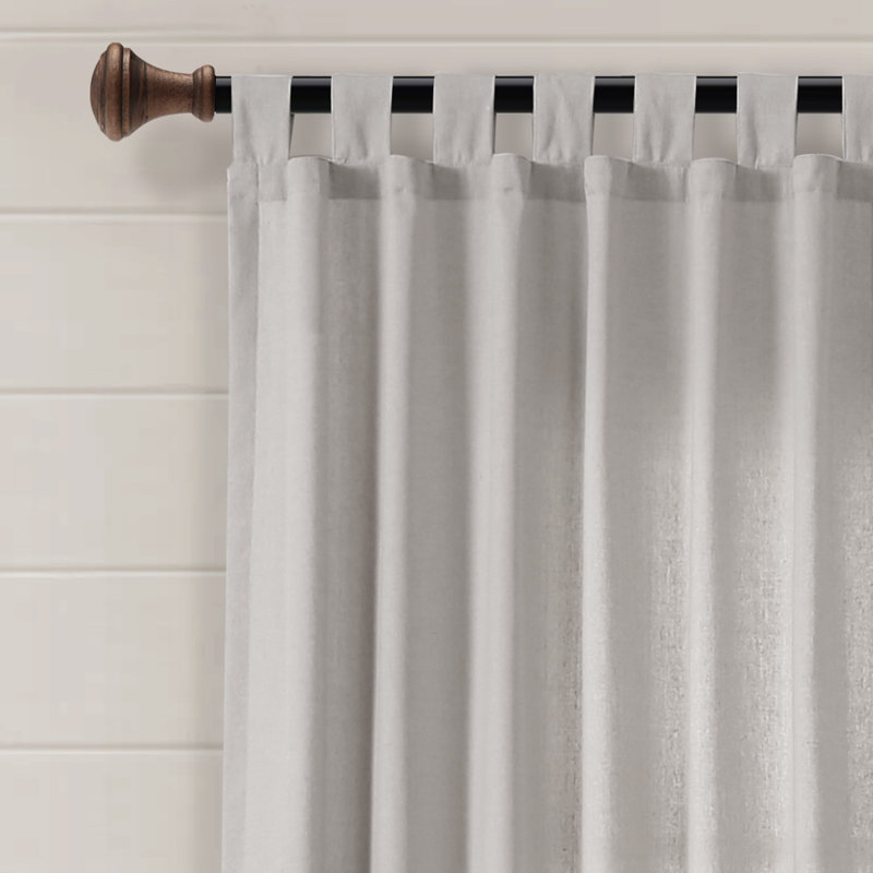 Panneau de rideau simple diaphane en coton mélangé, Gris clair