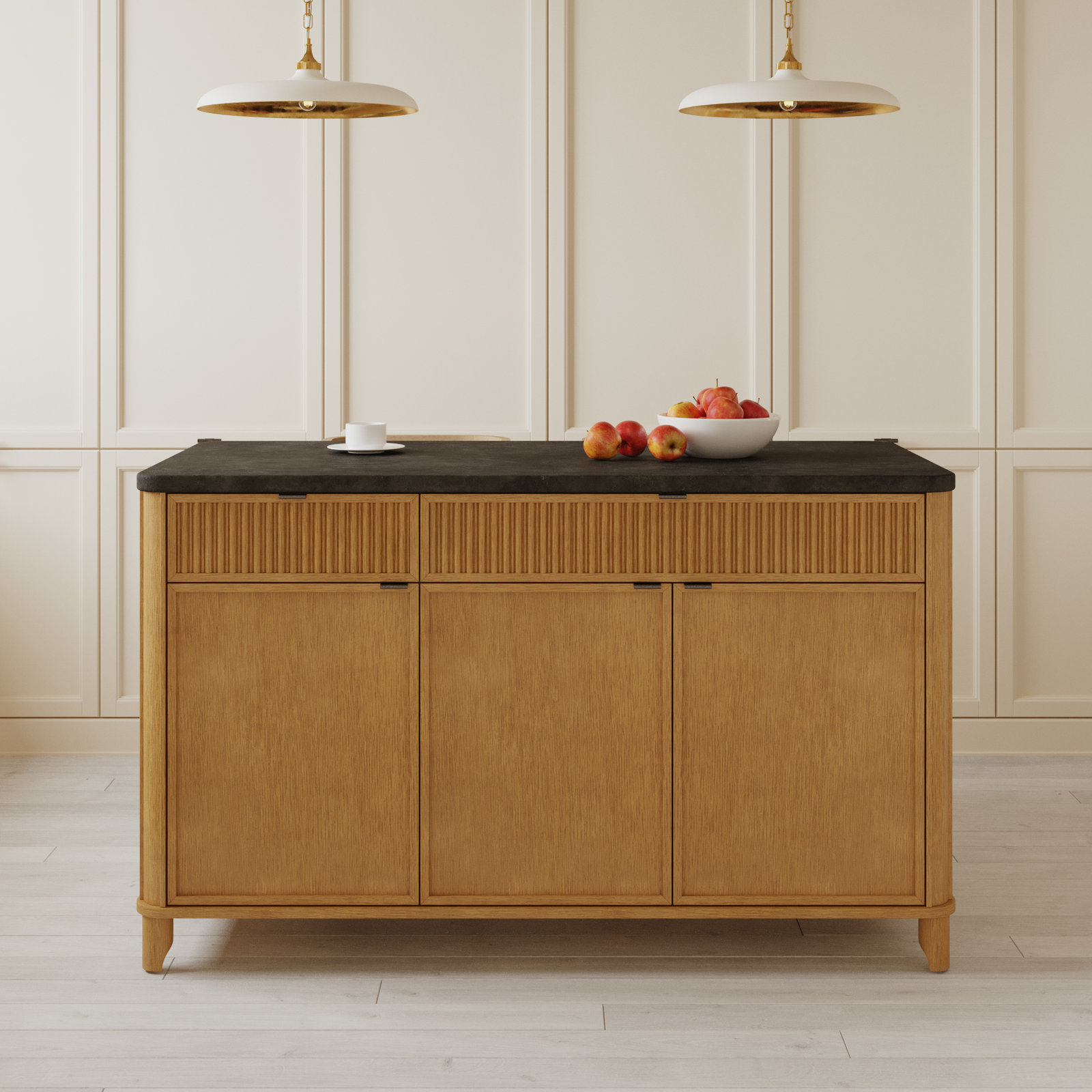 60 " W Kitchen Island, Black Quartz
