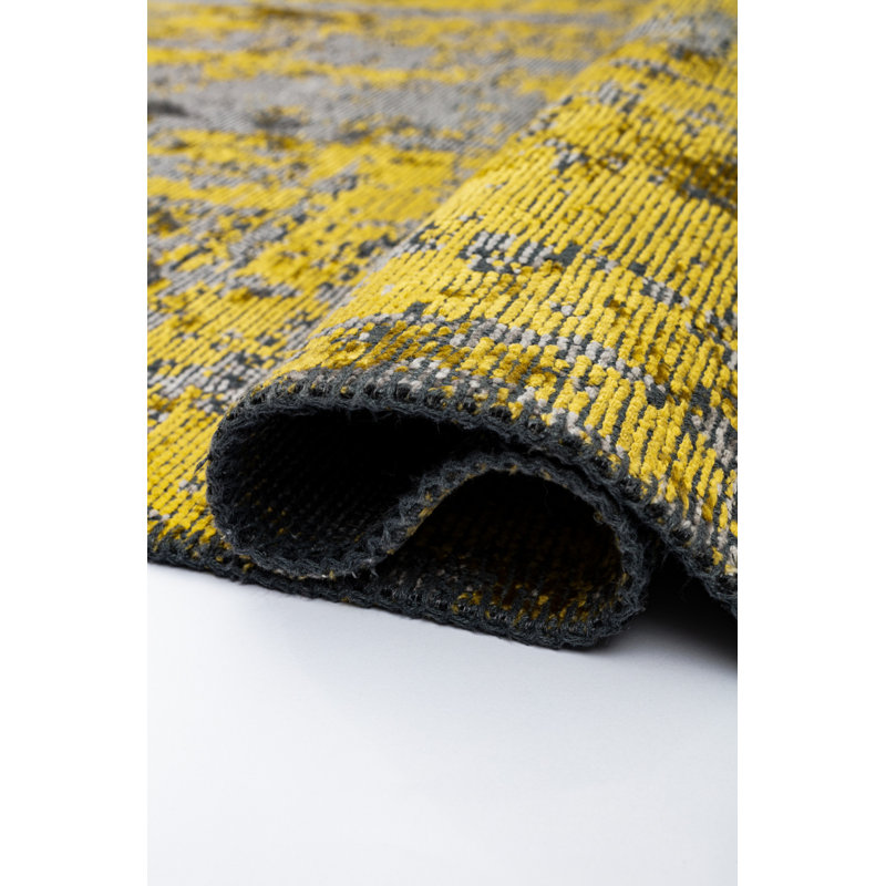 Rapture Yellow/Gray Luxury Area Rug, Rectangle 7'10" x 11'2"