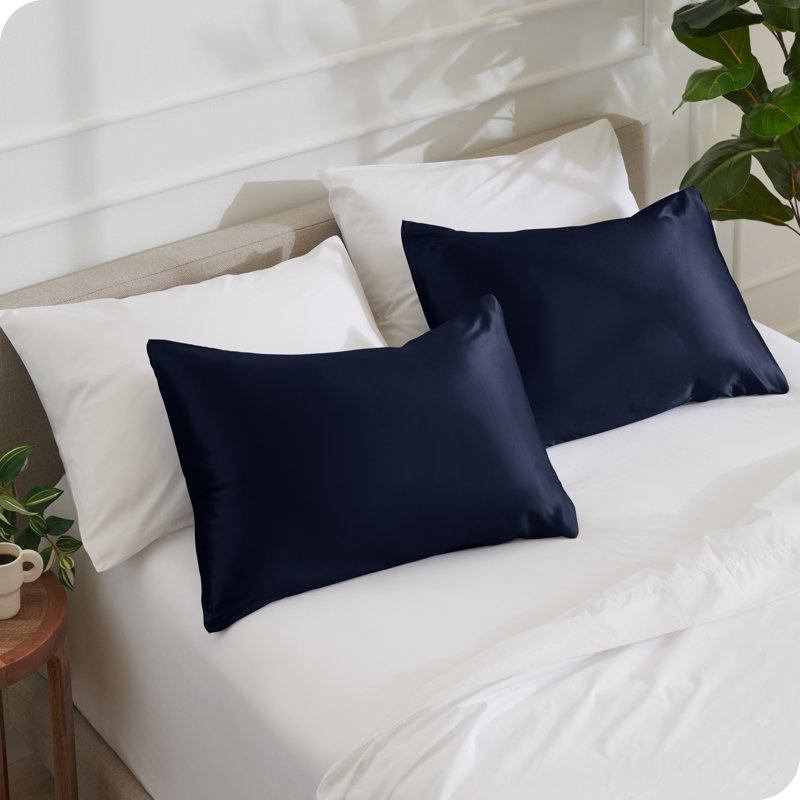 Soft Poly Satin Pillowcase Set, Midnight, Standard Pillowcases