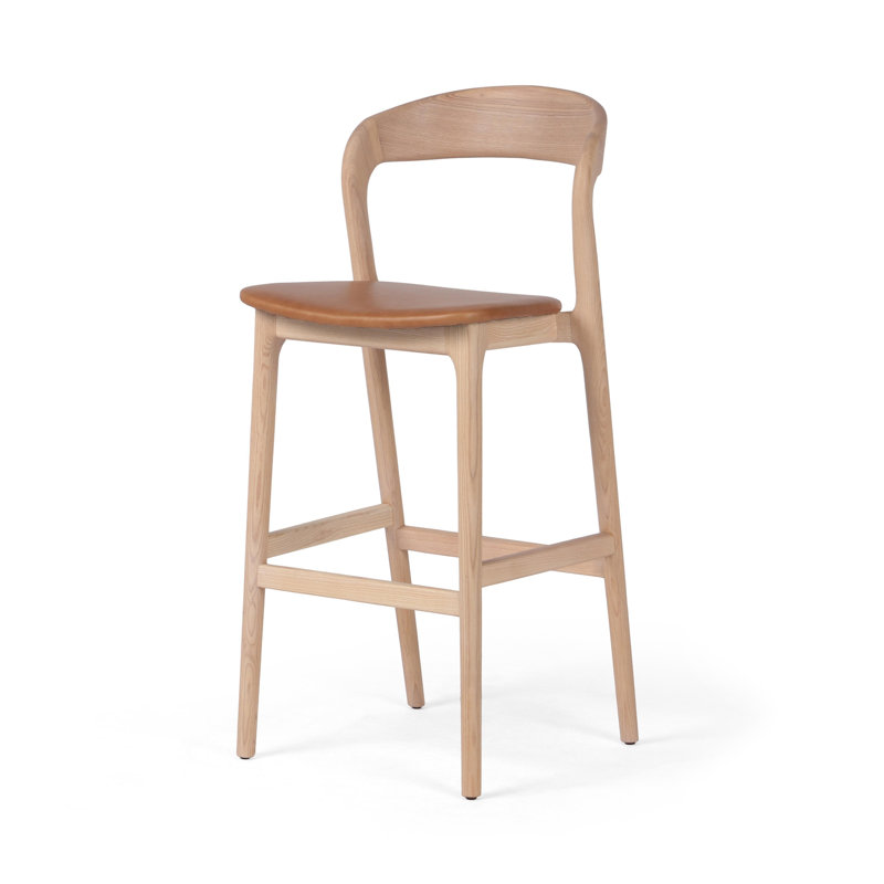 Amare Counter & Bar Stool, Butterscotch Genuine Leather/Natural, Bar Stool (30" Seat Height)