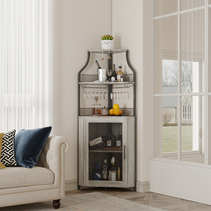 Cabinet/Enclosed Storage Wine Bottle Rack, Grey