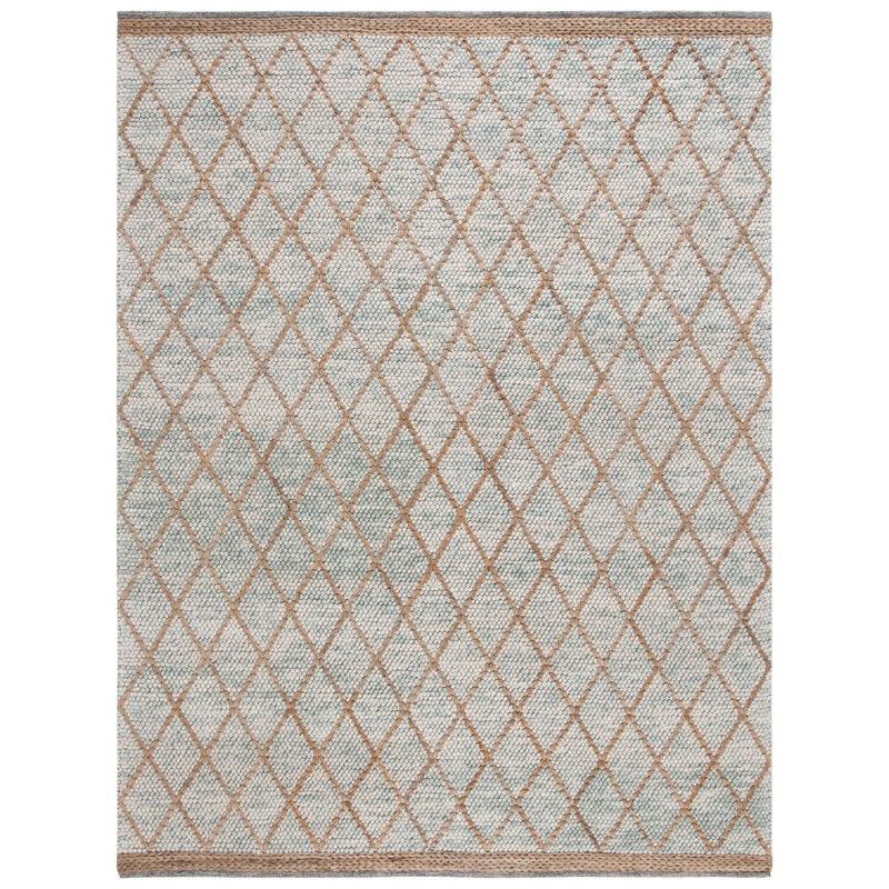 Tapis géométrique en laine / coton tissé à la main Fayelynn, Rectangulaire 8 pi x 10 pi