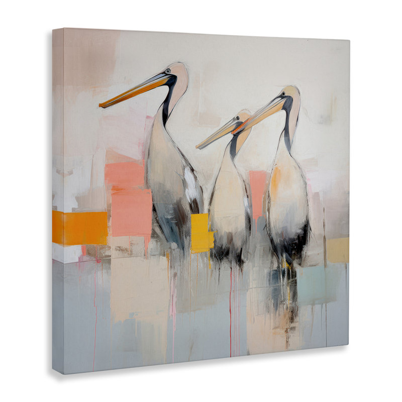 Art abstrait sur toile Pelican Trio par Irena Orlov, H 36 po x l 36 po