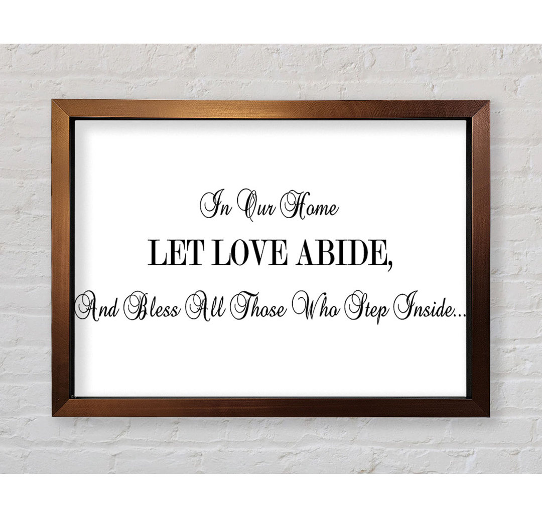 Macdoel Love Quote In Our Home Let Love Abide Pink Framed Print Wall Art