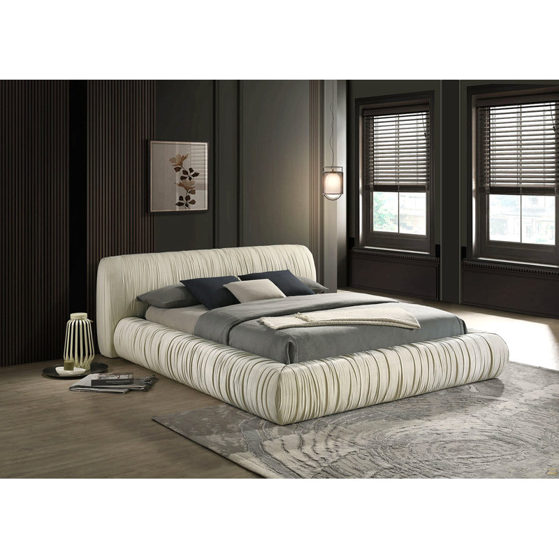 Lit tapissier en tissu pour lit très grand 1 pièce Est, Très grand lit, Ivoire ivoire