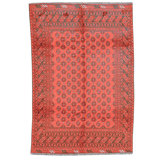 Hand Knotted Wool Area Rug in Red