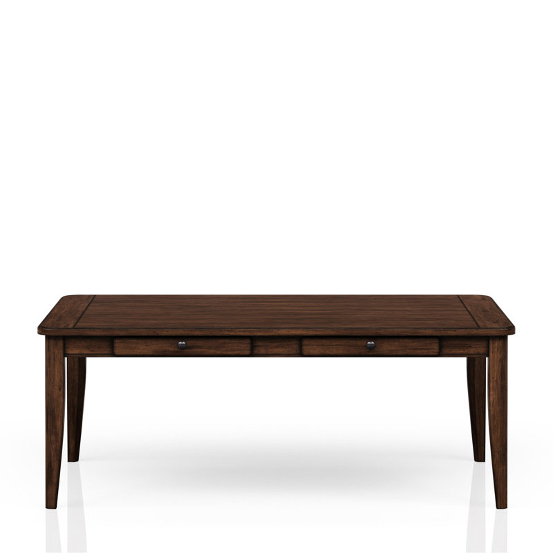 Table de salle à manger décontractée 78 po Casual Brown avec rangement à quatre tiroirs - Base en bois massif Châtaignier