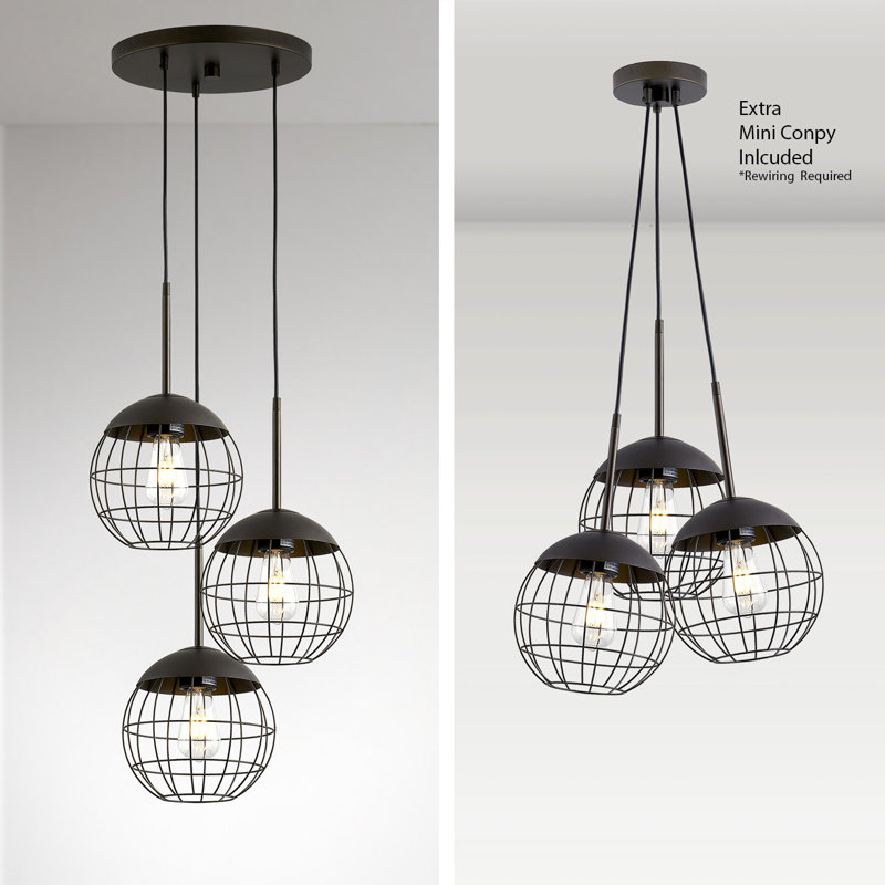 Luminaire suspendu en verre Melveen Globe, Bronze foncé