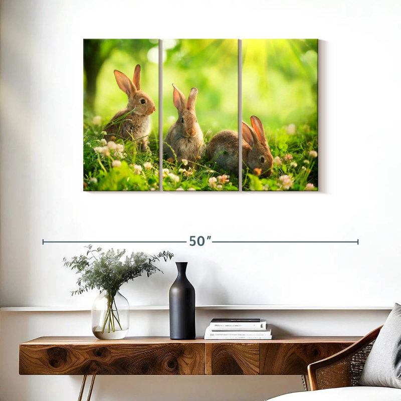 Brampt Rabbits By The Meadow, H 24 po x l 38 po