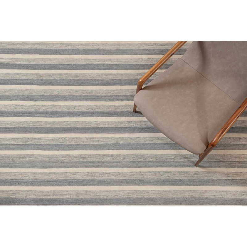 Textures Wool Striped Area Rug in Gray, Rectangle 3' x 6'